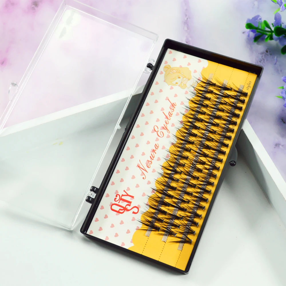 

QSTY 60pcs Natural Long False Eyelashes Individual Cluster Eyelash Extension Grafting 20D Faux Soft Eye Mink False Lashes