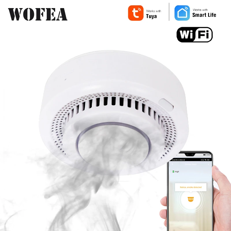 Wofea wifi умная Дымовая пожарная сигнализация домашняя система безопасности