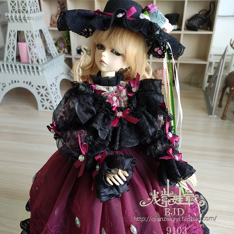 1/4 1/3 BJD платье в западном стиле+ шляпа набор аксессуары для кукол для BJD/SD MSD SD13, не включает в себя куклы, обувь, парик и другие E2693