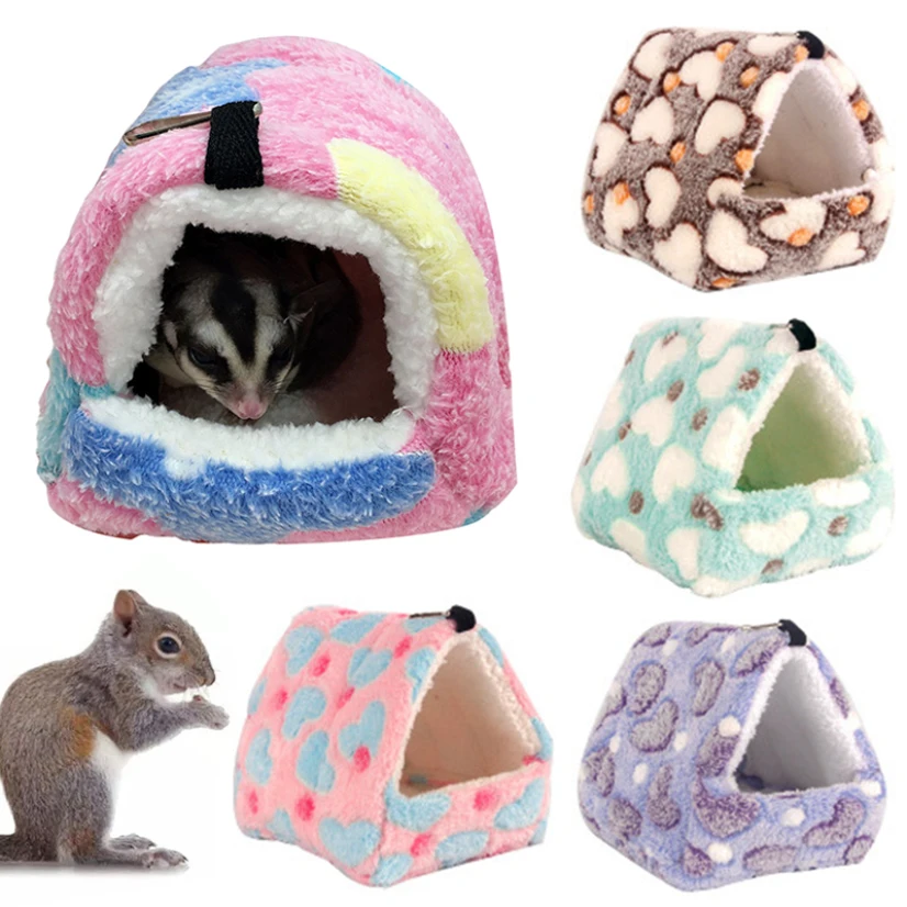 

Hamster House Warm Soft Beds And Houses Rodent Cage Printed Hammock for Rats Cotton Guinea Pig Accessories Small Animal