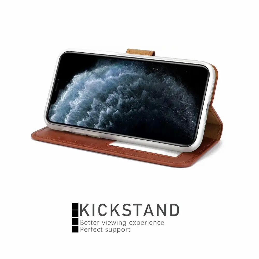 

2 in 1 Separable Luxury PU Leather phone case for new iphone 11 With Card Pocket Bracket protective case cover