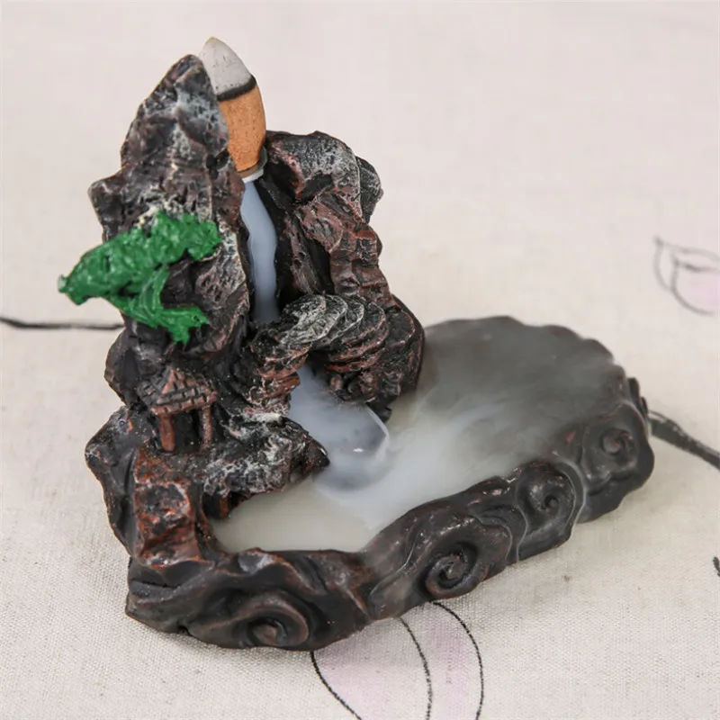 Смола обратного потока благовония горелка с Буддой дым водопад ладана держатель