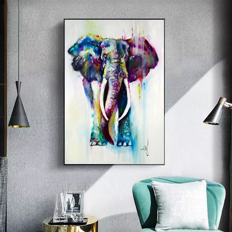

RELIABLI ART Canvas Painting Colorful Elephant Posters And Prints Animal Pictures For Home Wall Art For Living Room Decoration