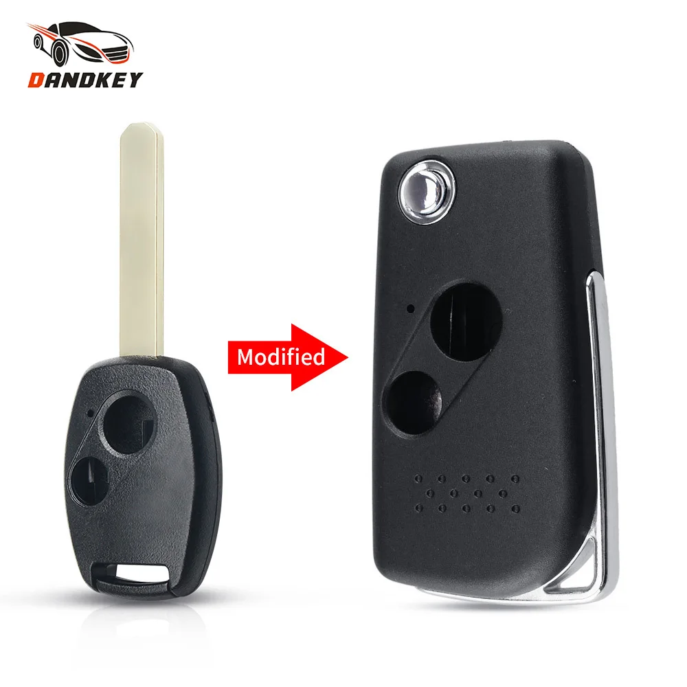 

Dandkey Modified Flip Remote Car Key Shell Blank 2/3 Buttons Case For Honda Accord Pilot Cr-V Civic Insight Ridgeline 2003-2013