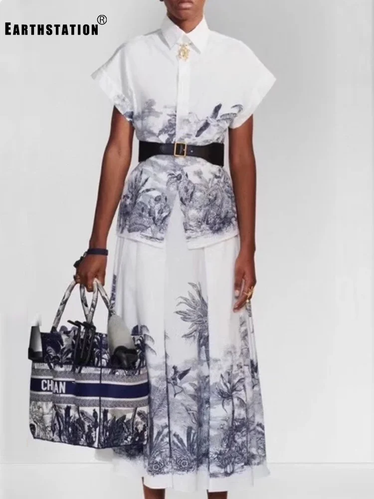 

Рубашка с короткими рукавами и принтом в стиле ретро в стиле джунглей, кокосовых пальм, костюм из двух частей, женский новый стиль + свободна...