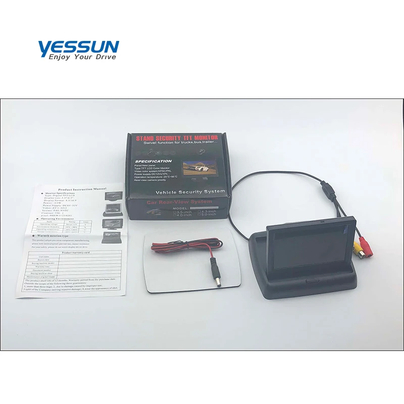 Display Yessun 4,3 дюймов складываемый автомобильный монитор TFT ЖК-дисплей камера s обратная парковочная камера для автомобиля Мониторы Заднего вида NTSC PAL - Название цвета: Display