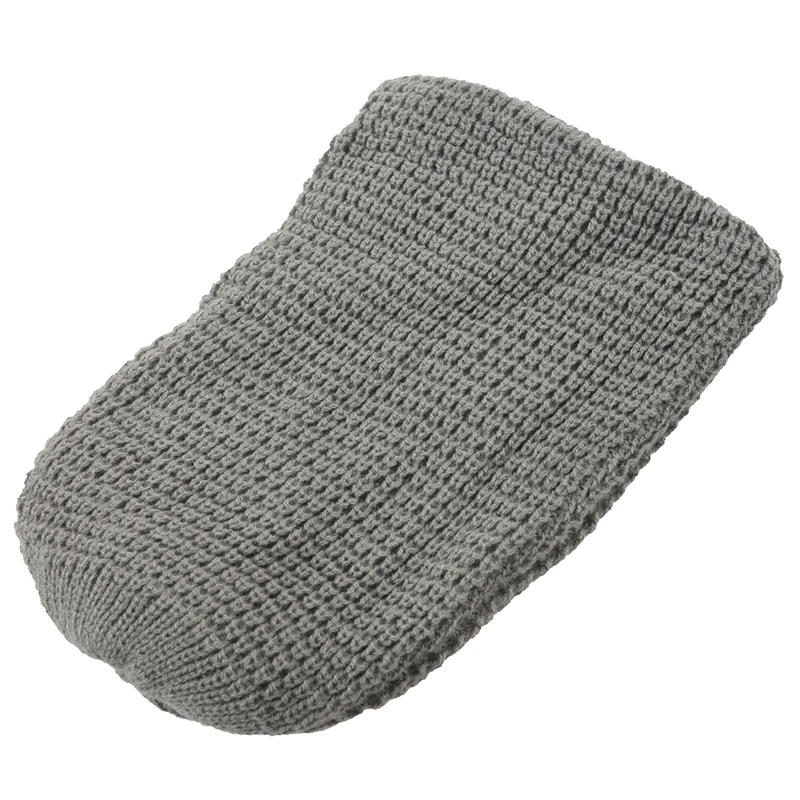 Мужская Вязаная Шапка-бини с напуском серого цвета для лета и зимы | Аксессуары