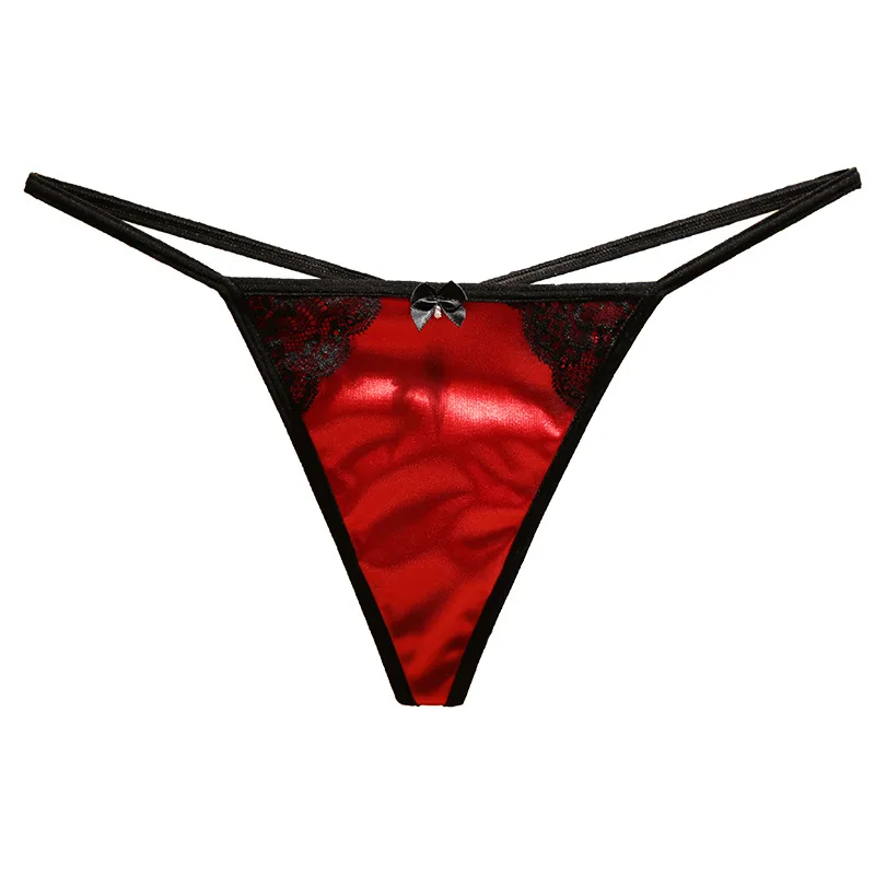 Женские трусики-стринги с заниженной талией кружевные атласные стринги без