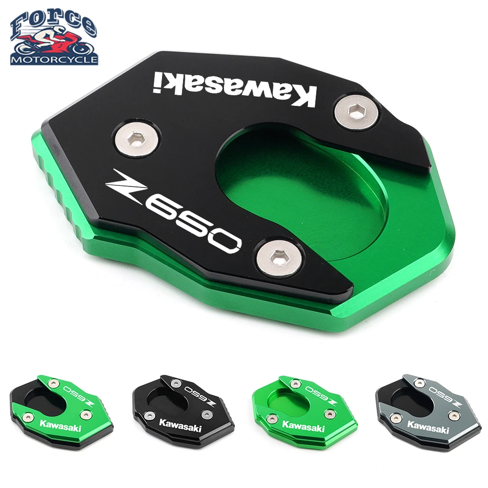 

For KAWASAKI Z650 Z 650 2017 2018 2019 2020 Motorcycle CNC Kickstand Sidestand Stand Extension Enlarger Pad logo Kawasaki Z650