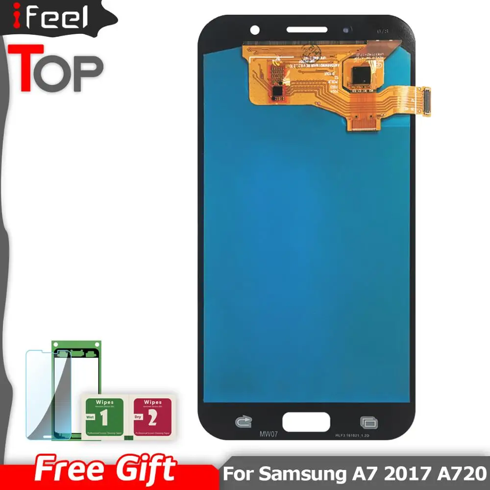 100% протестированный рабочий ЖК-дисплей для Samsung Galaxy A7 2017 A720 A720F A720F/DS AMOLED сенсорный
