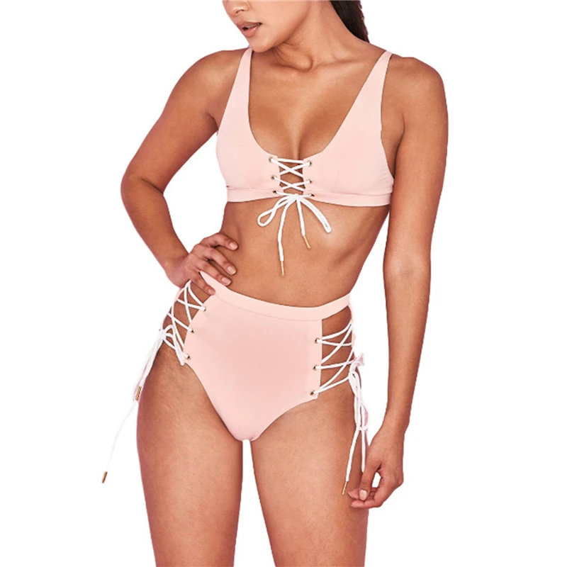 

Newest Push Up Bikini Female Swimsuit Solid Bikini Set Bathing Suit Women Swimwear V Neck Biquini Beachwear Bikinis
