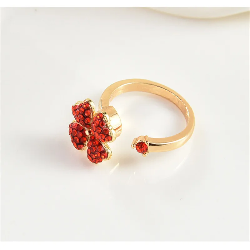 

Exquisite stylish women jewelry natural red four-leaf clover revolving ring female opening ring wedding luxury jewelry ring