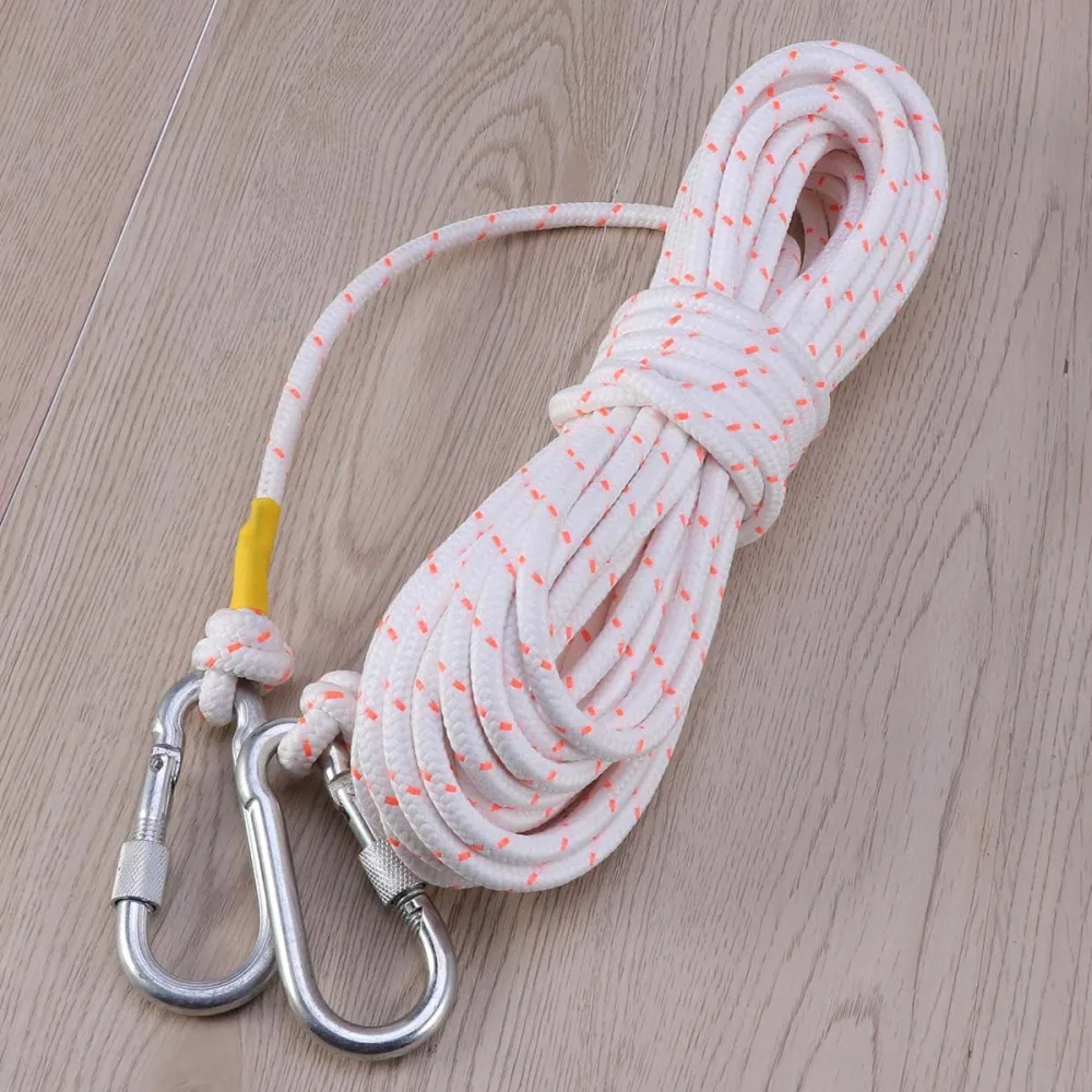 

10M Outdoor Climbing Rope Drop Rope Mountaineering High-altitude Operations Insurance Rope (With Double Hooks)