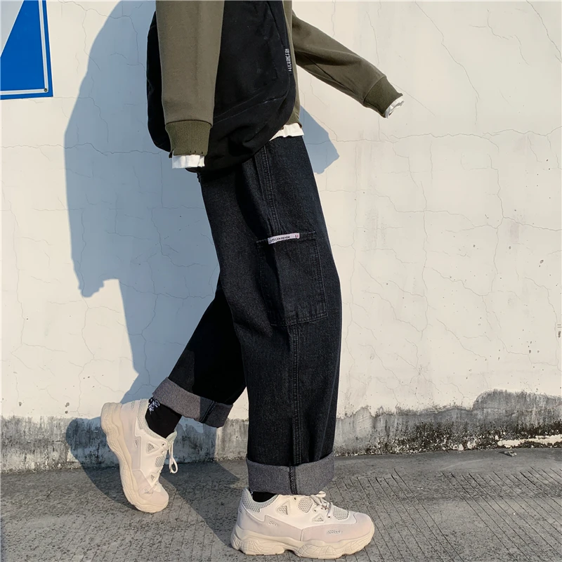 

Autumn Winter Korean Style Large Size Straight Cropped Jeans for Plump Girls Spring High Waist Loose and Slimming