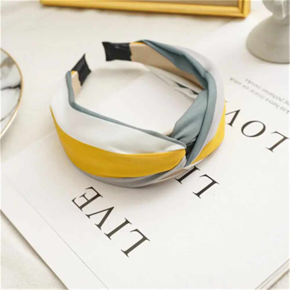

1PCS New Fashion Women Hairband Wide Side Headband Cross Knot Turban Classic Striped Headwear Girls Hair Accessories
