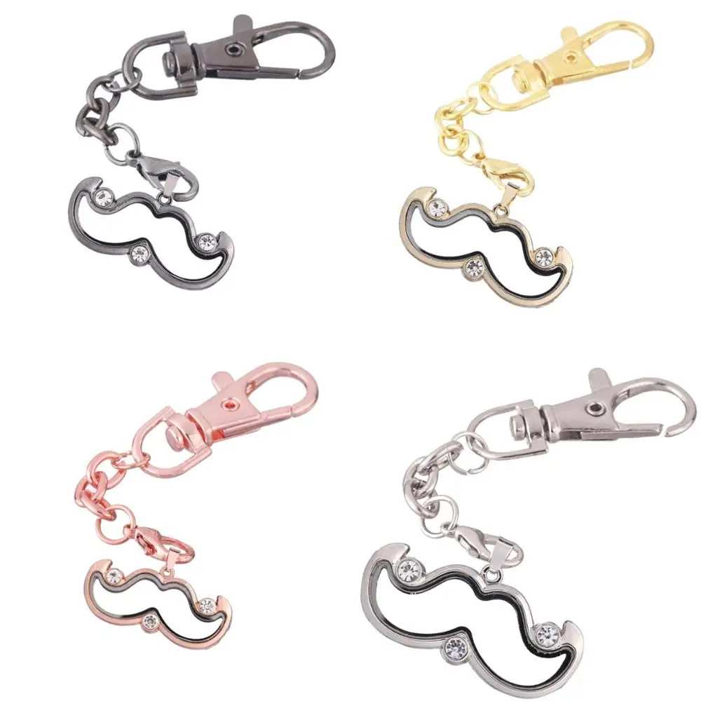 10pcs/lot Moustache Open crystal locket Key Ring Memory Living Magnet Glass Keychains Locket Jewelry Accessories | Украшения и