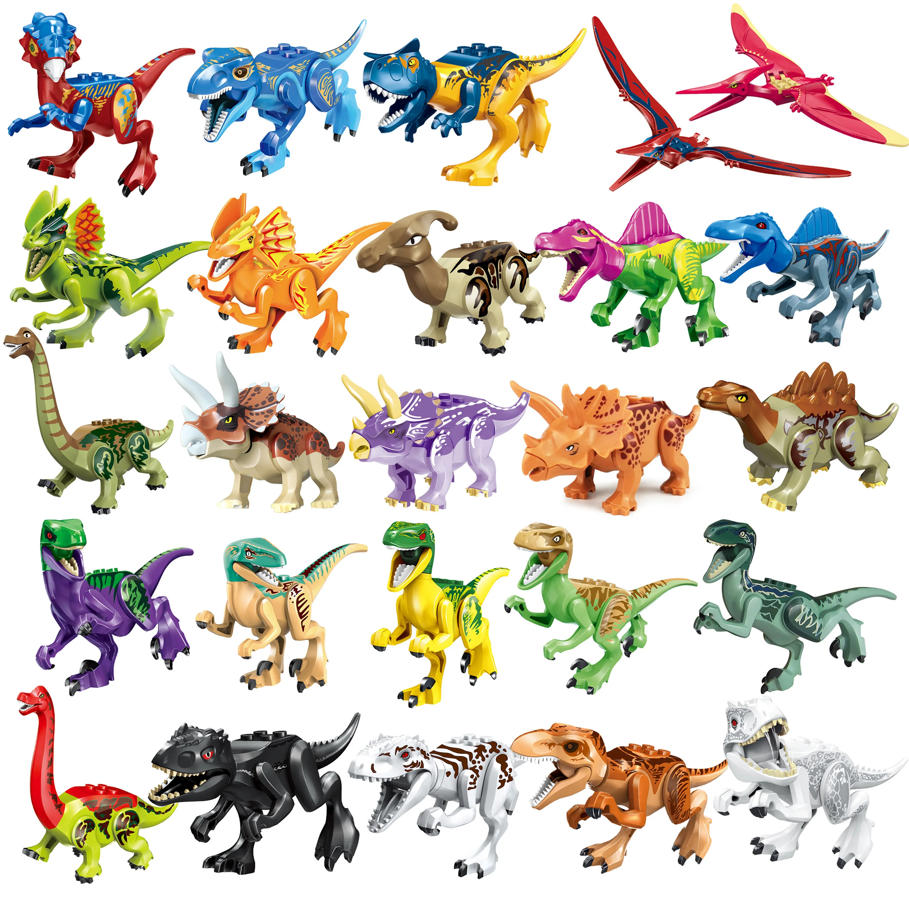 Dinosaur Jurassic World Dino Figure Model Forest Animal Jungle Tyrannosaurus Velociraptor Indominus Rex Assemble Blocks Kid Toys