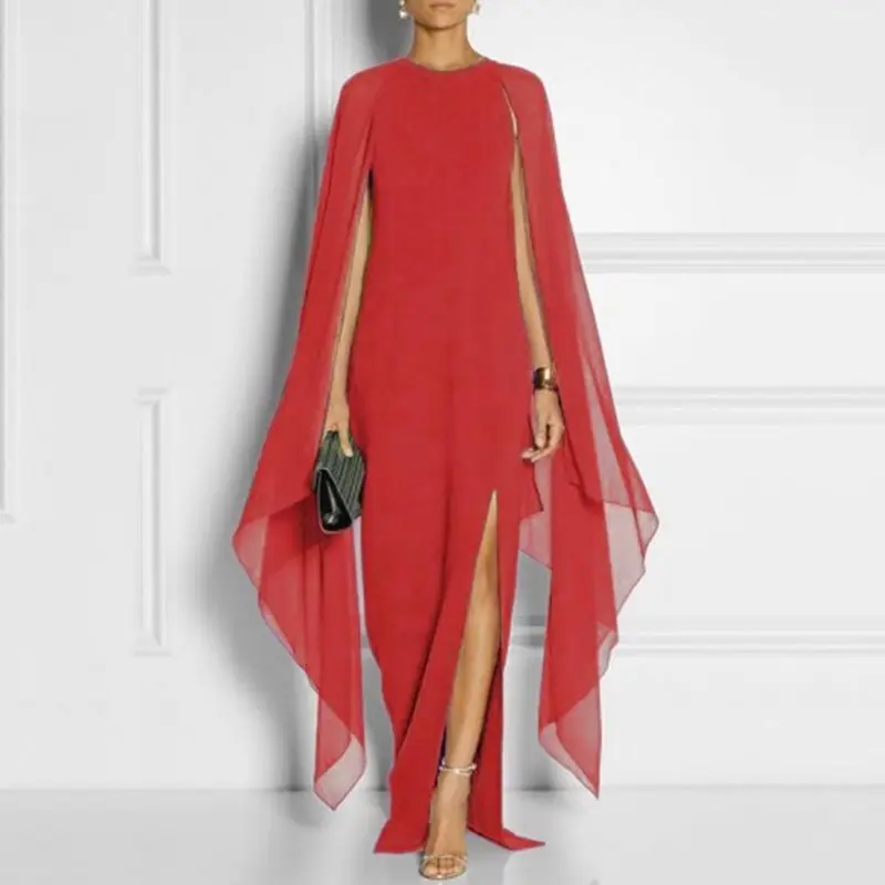 Женская накидка с длинным рукавом Длинные вечерние платья модное однотонное