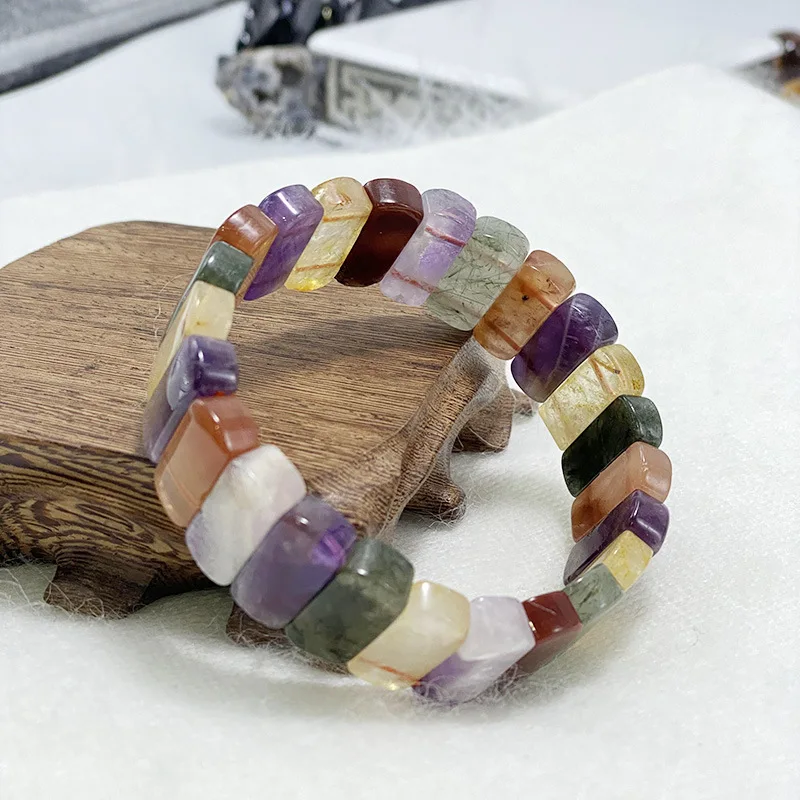 

Браслеты из натуральных камней для мужчин и женщин, окрашенные кристаллами в виде геометрических бусин, заживляющие энергетические драгоц...