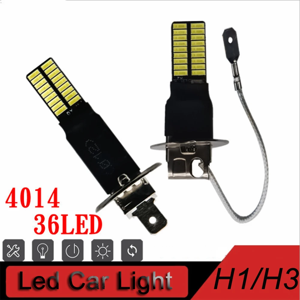Светодиодная лампочка canbus 4014 36SMD 12 В 6000K H1 H3 автомобильный противотуманный