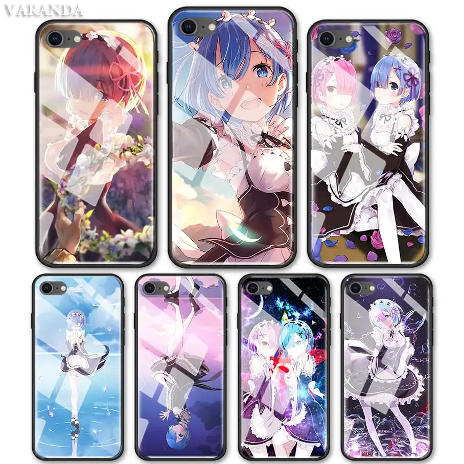 Аниме Rem Re Zero чехол для iPhone 12 Mini 11 Pro Max X XS XR 7 8 Plus SE 2020 6 6S из закаленного стекла