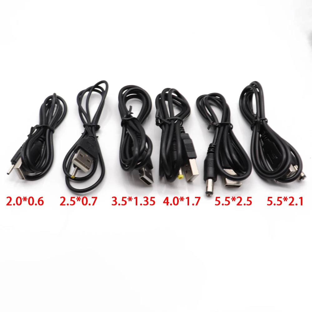 

DC Power Adapter Plug USB Convert To2.0*0.6/ 2.5*0.7/3.5*1.35/4.0*1.7/5.5*2.1/5.5*2.5 Plug with cable connector Power cord