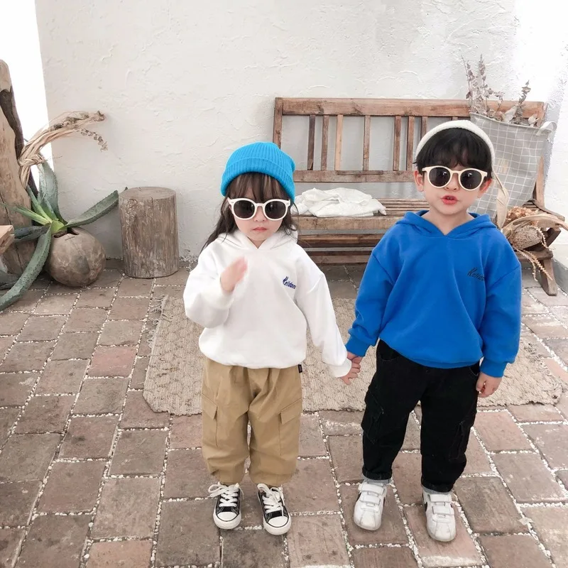 Детский свитер с капюшоном коллекция 2019 года, осенне-зимняя детская одежда в Корейском стиле для мальчиков и девочек однотонная одежда для ... от AliExpress RU&CIS NEW