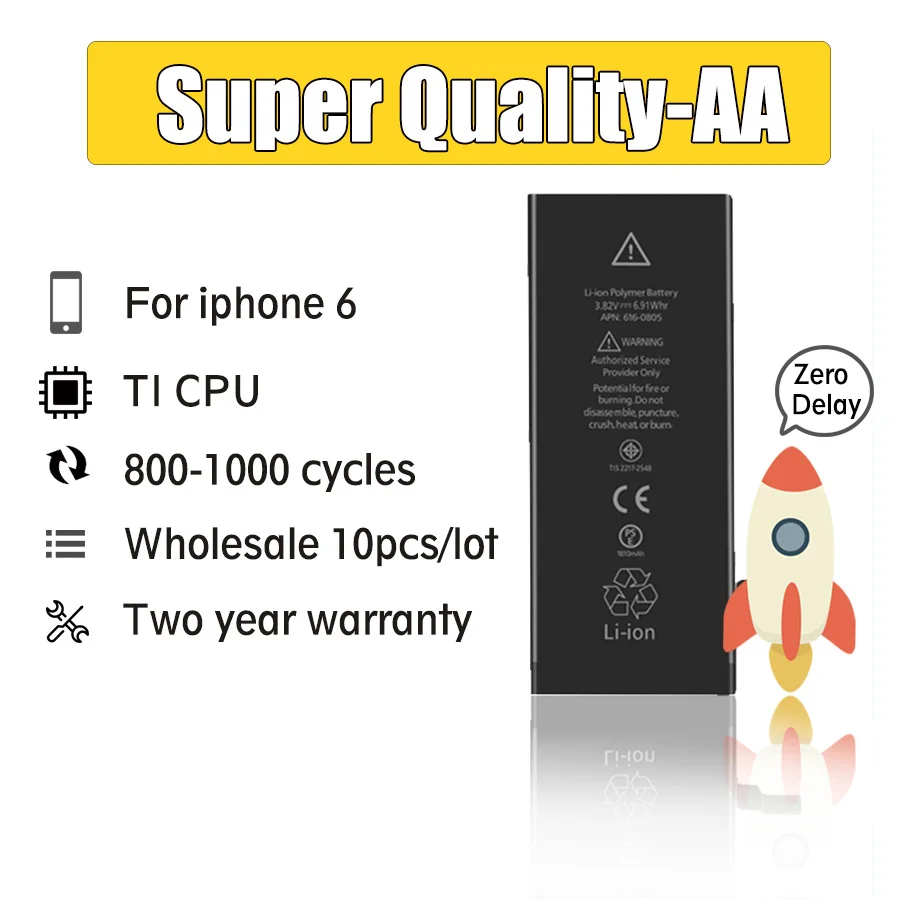 

10pcs/Lot Real Capacity USA Protection Board For iPhone 6 6G 1810mAh 3.7V Genuine Zero Cycle Replacement Repair Parts 6G-AA