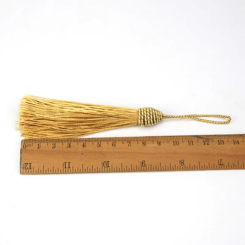 FASMILEY-Borlas para joyer&iacute;a, accesorios para bricolaje, 9cm, adornos dorados de borlas de seda, suministros de joyer&iacute;a hechos a mano, 100 piezas LS018-1