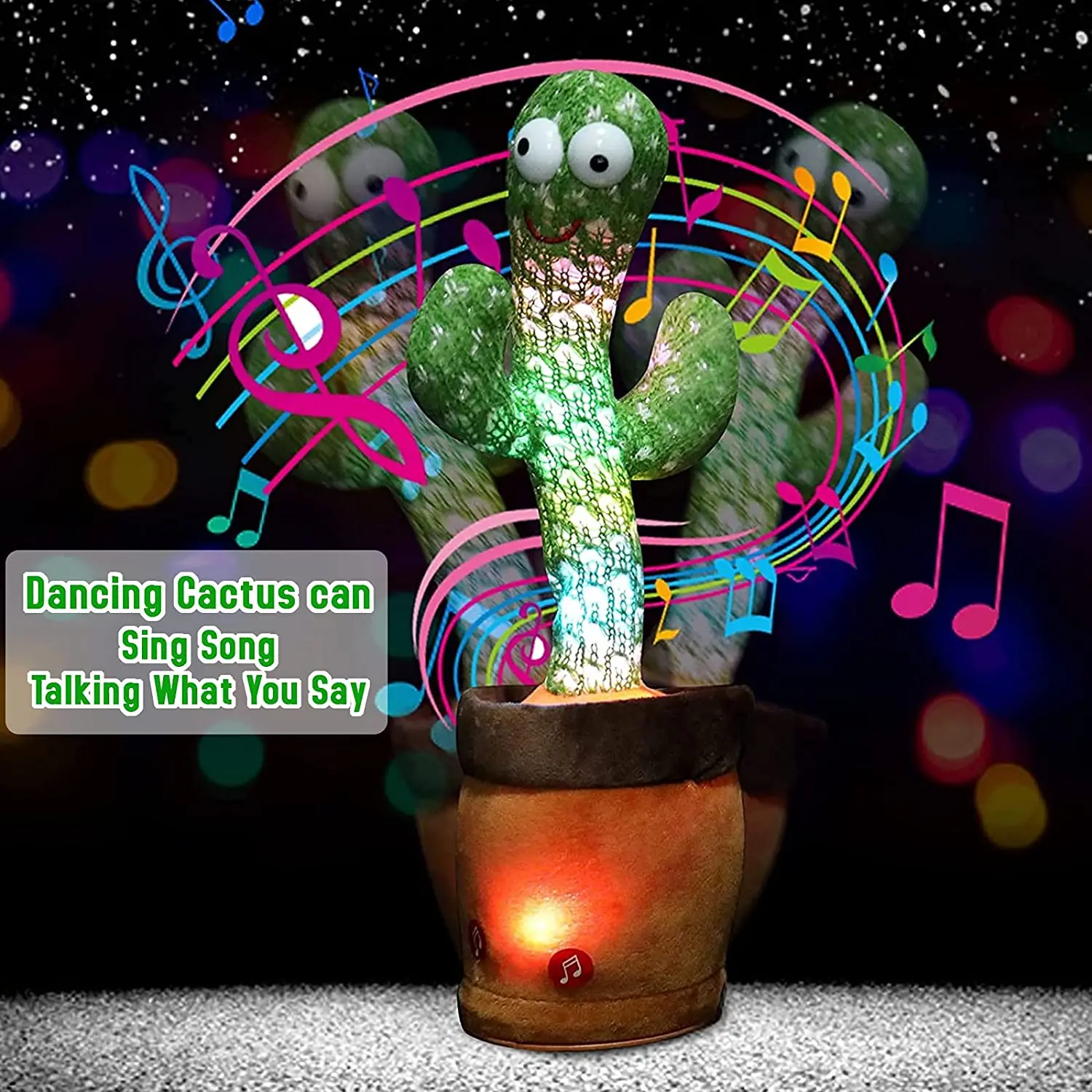 Single Electric Dance Cactus Robot Figure LED Light Sounds Music Twisting Plush Toys Kids Gifts Boys Xmas Birthday Present | Игрушки и
