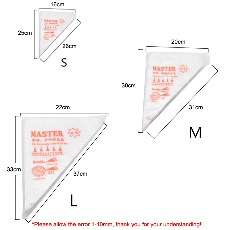 

100pcs Disposable Pastry Bags Cake Decoration Kitchen Icing Food Preparation Bags Cup Cake Piping Tools For Baking Pastry bags