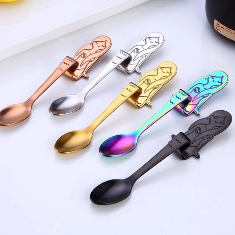 

Cute Kitchen Coffee Spoon Stainless Steel Mermaid Spoons Creative Ice Cream Drinking Dessert Condiment Spoon Tools Spoon