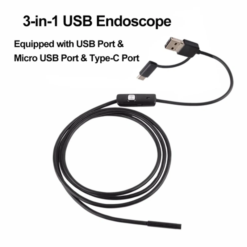Эндоскоп промышленный 3-в-1 6 светодиодов IP67 USB Type-C | Инструменты