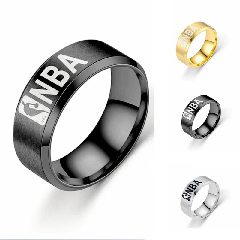 

Stainless Steel Nba Circle Ring Jewelry Lovers Man Women Fashion Fine Smooth Popular Titanium Ring Jewelry Accessorie Wedding