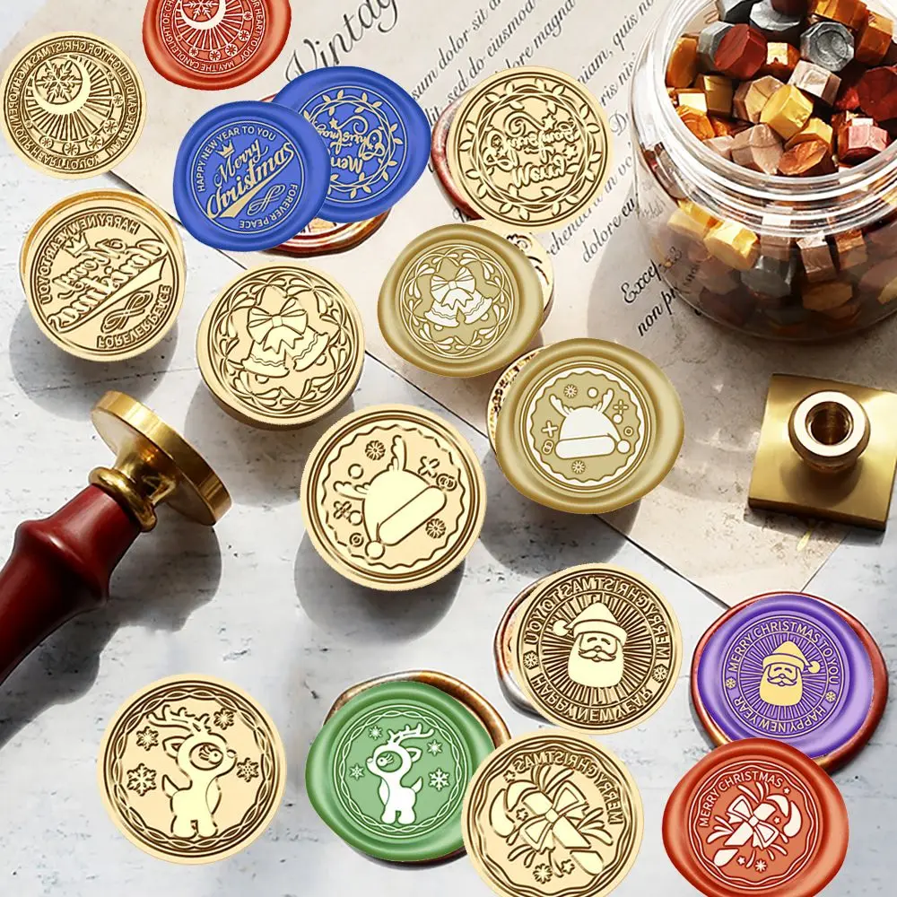 

Festival Santa Claus New Year Snowman Elk Snowflake Christmas Series Wax Seal Stamp Copper Brass Sealing Stamp Head