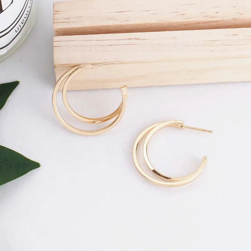 Простые серьги-гвоздики в форме Луны для женщин и девушек полукруглые полые