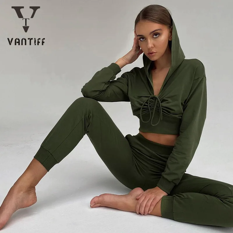 

Bodycon кроп-готика, Харадзюку на молнии модное плотное платье для девочек, Цвет комплект с толстовкой сексуальные повседневные спортивные брю...