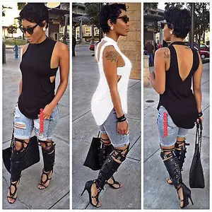 Женский короткий топ без рукавов, черный или белый Повседневный Топ, летняя блузка без рукавов