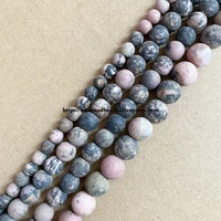 natural stone matte black lace rhodonite round loose beads 15 strand 4 6 8 10 12mm pick size for jewelry making diy