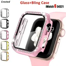 Glass+Cover For Apple Watch 6 case 44mm 40mm iWatch 42mm 38mm bumper Screen diamond Protector Accessories for series 5 4 3 2 SE