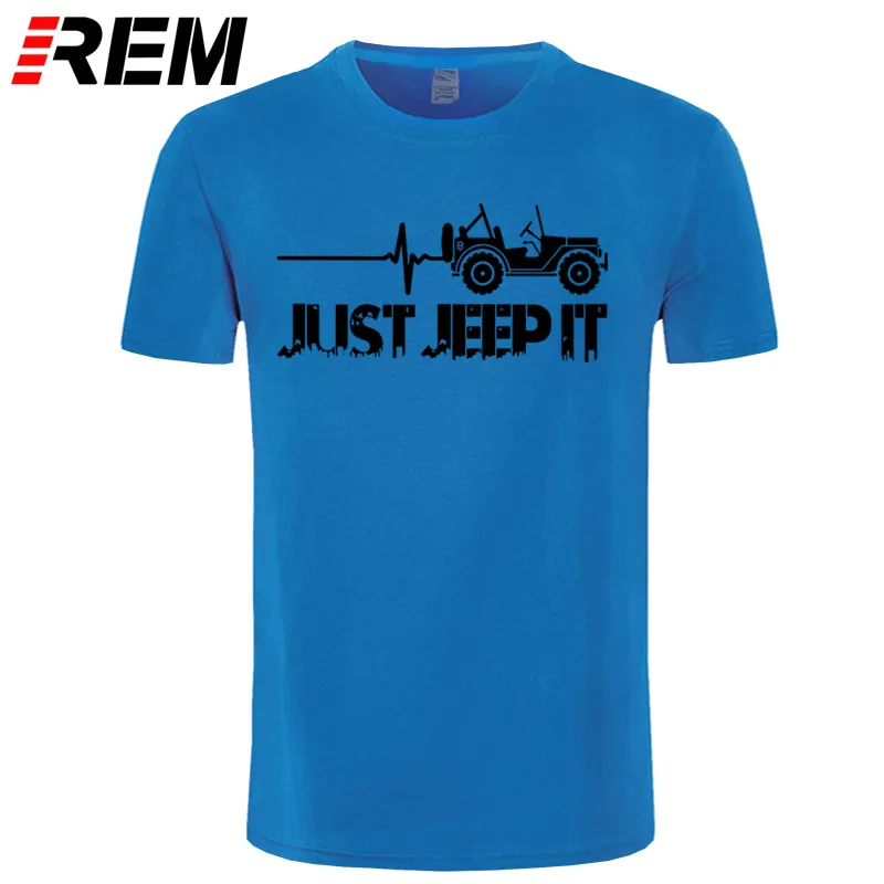 blue black Футболка с принтом «Just Jeeps It Heartbeat», новая модная летняя футболка с круглым вырезом и надписью «Sunlight» - Цвет: blue black