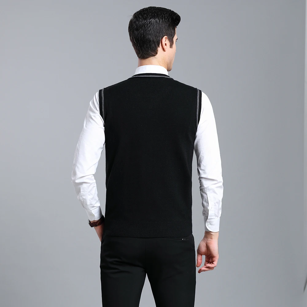 2019 Новое поступление сплошной цвет умный Повседневный свитер жилет мужские