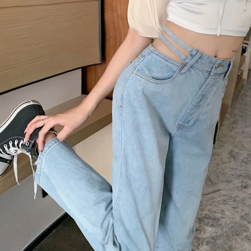 Женские свободные джинсовые брюки с высокой талией повседневные винтажные