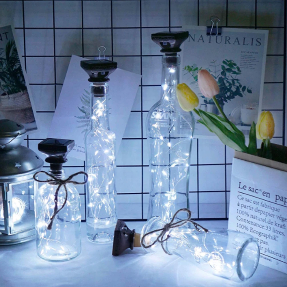 

1/6 Pcs LED Solar Power Wine Bottle Cork String Light 20 LED Fairy String Light Bottle Lamp Holiday Wedding Decor String Lights