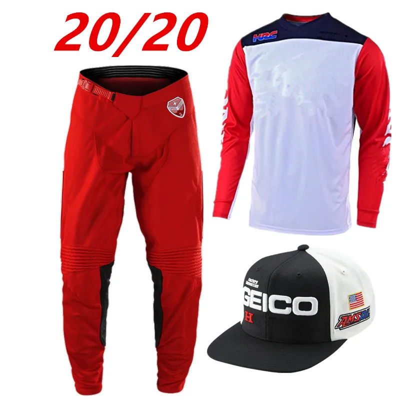 2020 SE красный мотокросса Combos с GEICO шляпа Джерси Набор MX гонки костюм мотоцикл мото