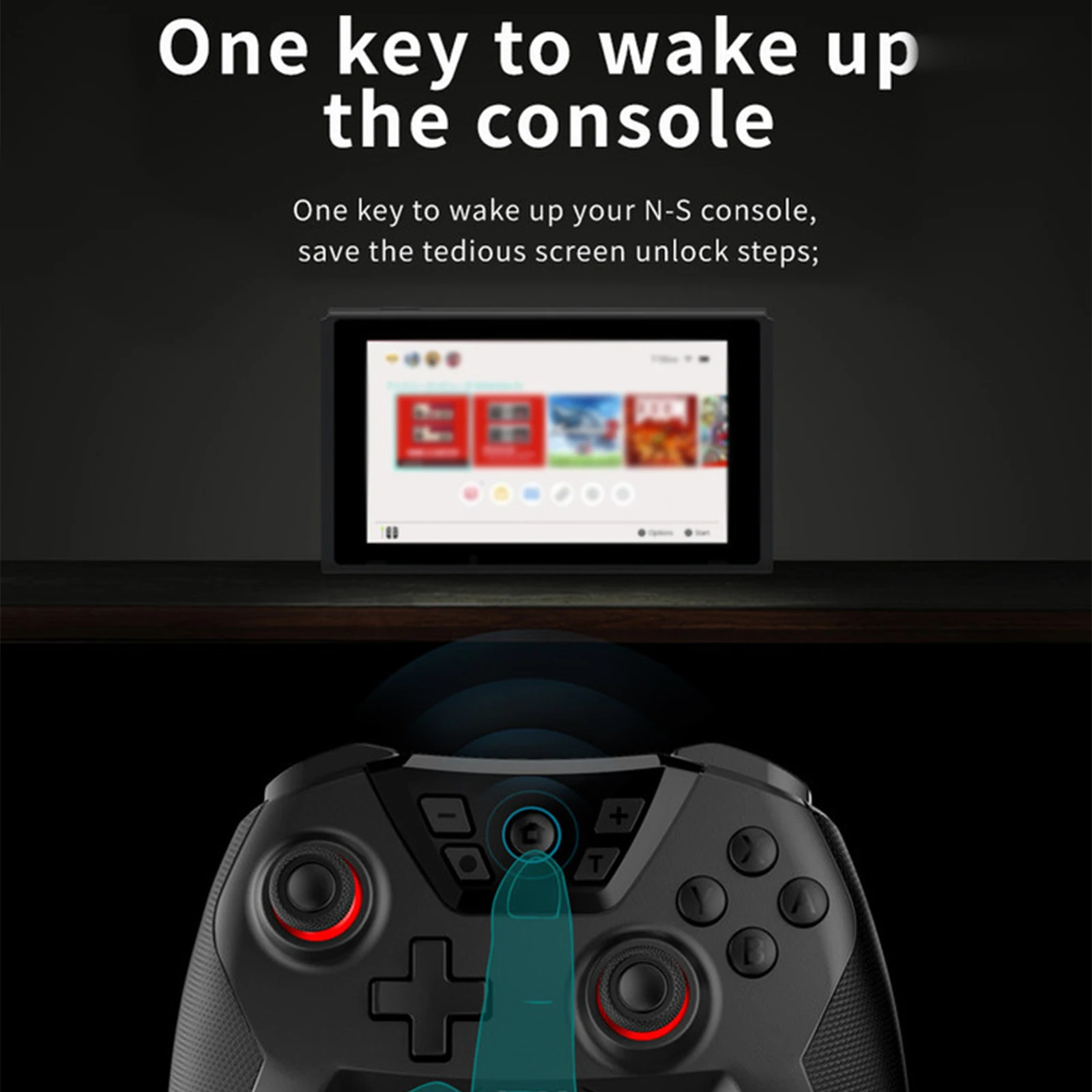 

NFC Induction Bluetooth Handle Controller Console Gamepad Black Pro Controller Double Rocker Controller Wake Up Function