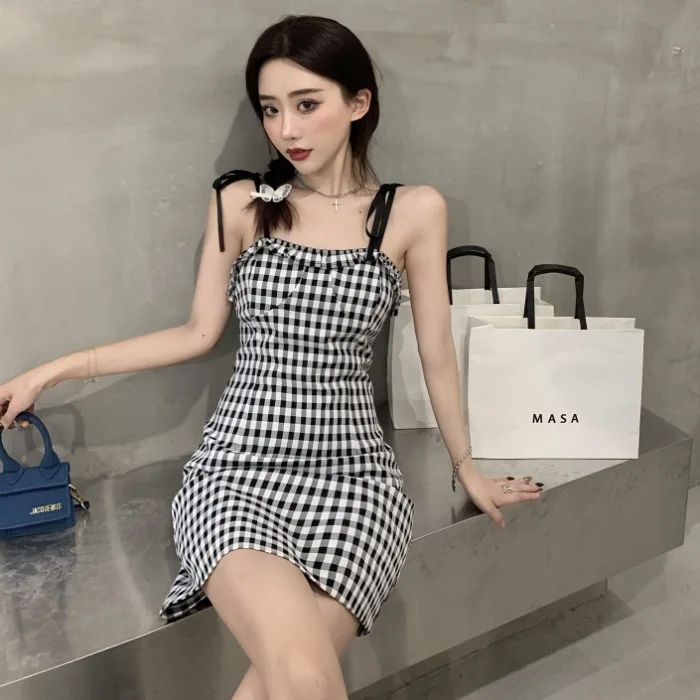 Женское платье Новинка лета 2020 пикантное ретро в гонконгском стиле на бретелях