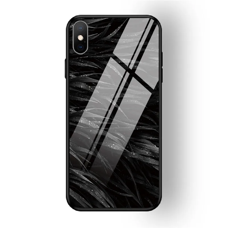 22 Чехол для iPhone X XS MAX XR для 6 6S 7 8 PLUS чехол из закаленного стекла с перьями красный желтый задняя чехол для iPhone 5 5S SE Funda - Цвет: 22