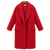 winter thicken cotton female woolen jacket 2022 new fashion women temperament solid color long sleeve women woolen coat nbh285