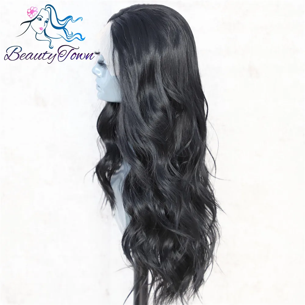 BeautyTown черный цвет волна воды Futura термостойкие волосы для женщин для свадебной вечеринки волосы для ежедневного макияжа синтетические парики на кружеве